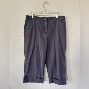 Talbots Stretch Cotton Capris in Blue With Folded Cuffs Women’s Size 14